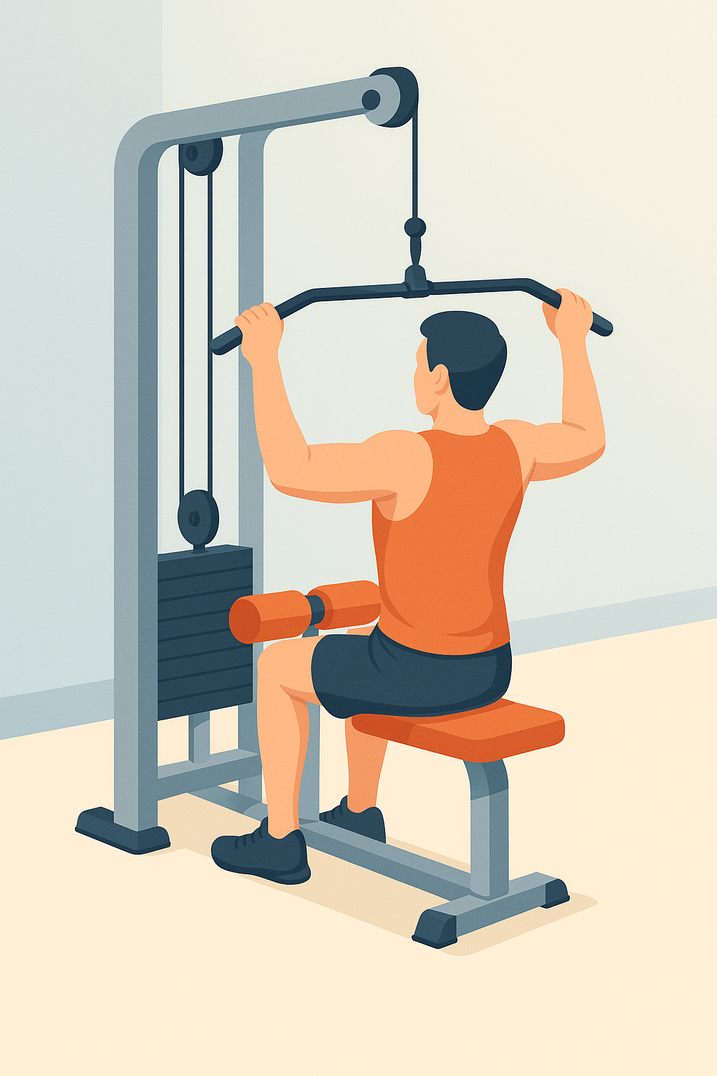  Entrenamiento guiado en máquina de jalón en polea.