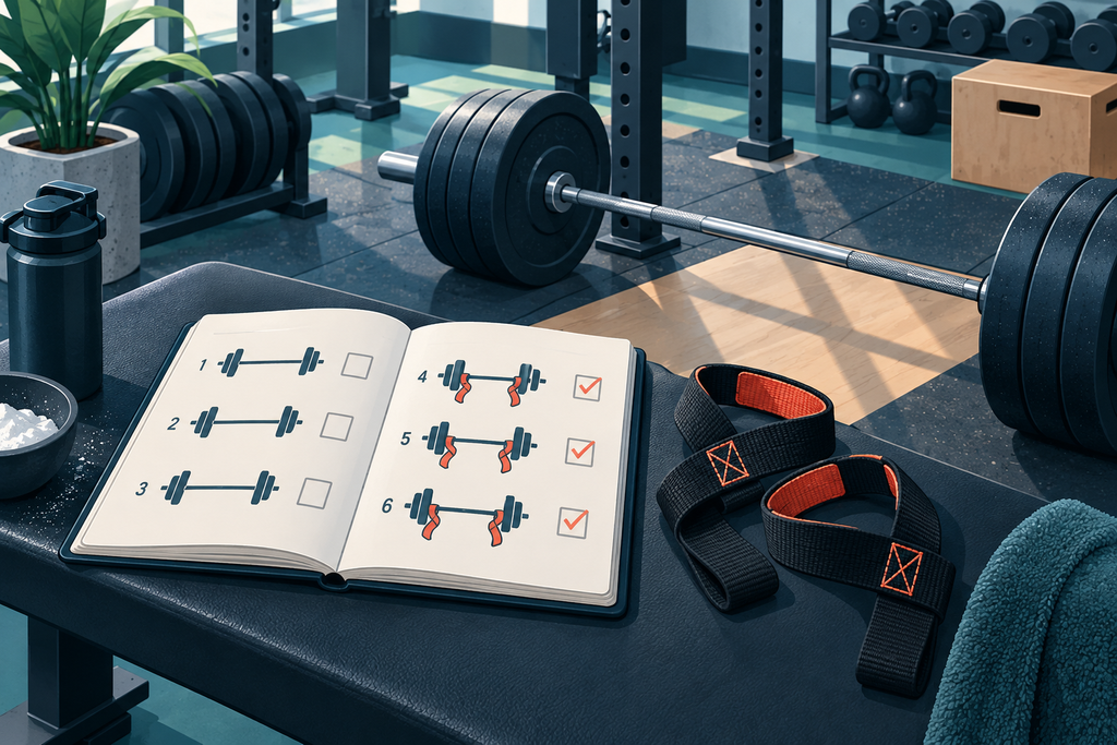 Registro de entrenamiento junto a una barra y unas correas