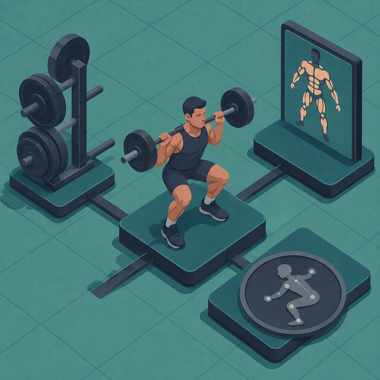 Sentadilla que combina fuerza, masa muscular y control técnico