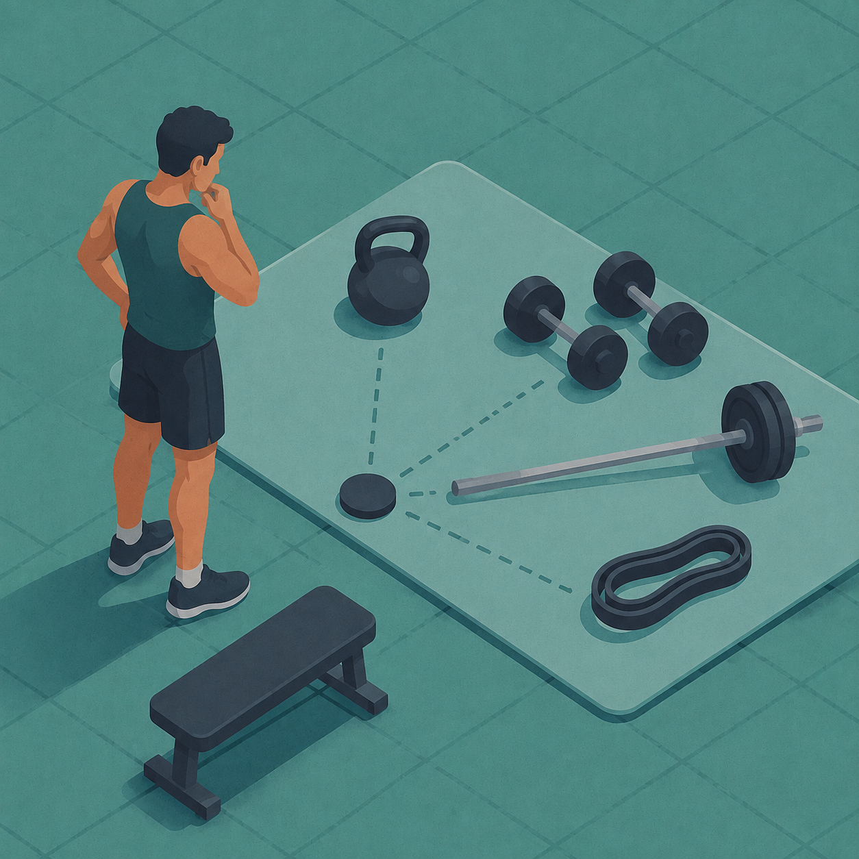 Ilustración isométrica para adaptar el entrenamiento a menos días, recurso 3