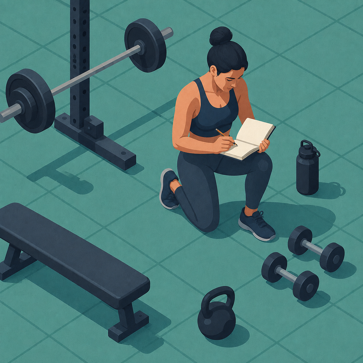 Ilustración isométrica de progresión en el entrenamiento, recurso 3