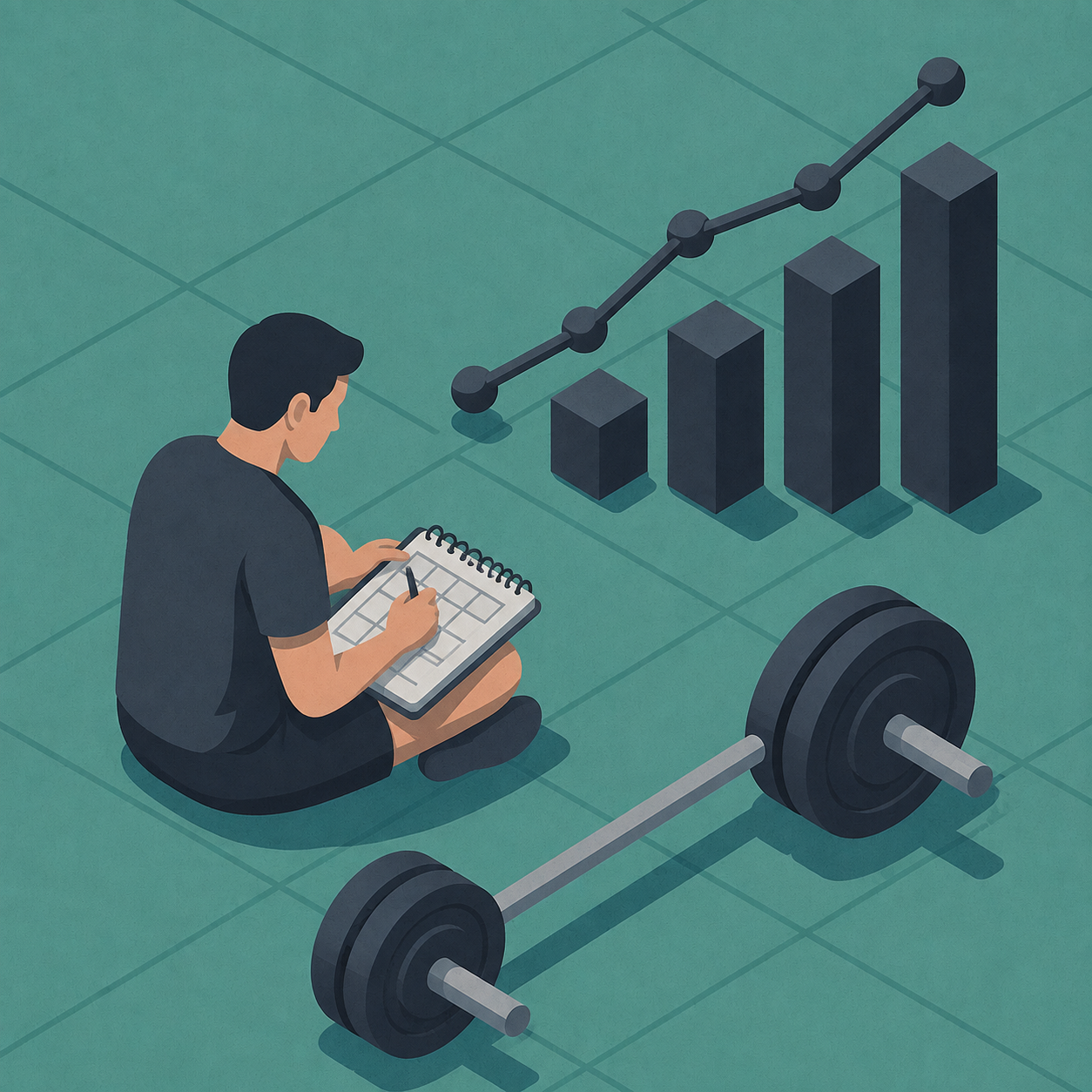 Registro de carga, repeticiones y esfuerzo para seguir la progresión en el entrenamiento