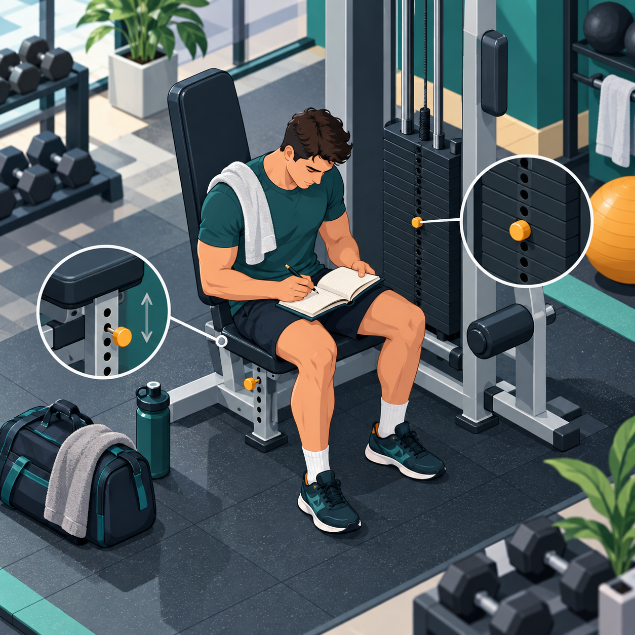 Registro de carga y ajuste de una máquina de gimnasio