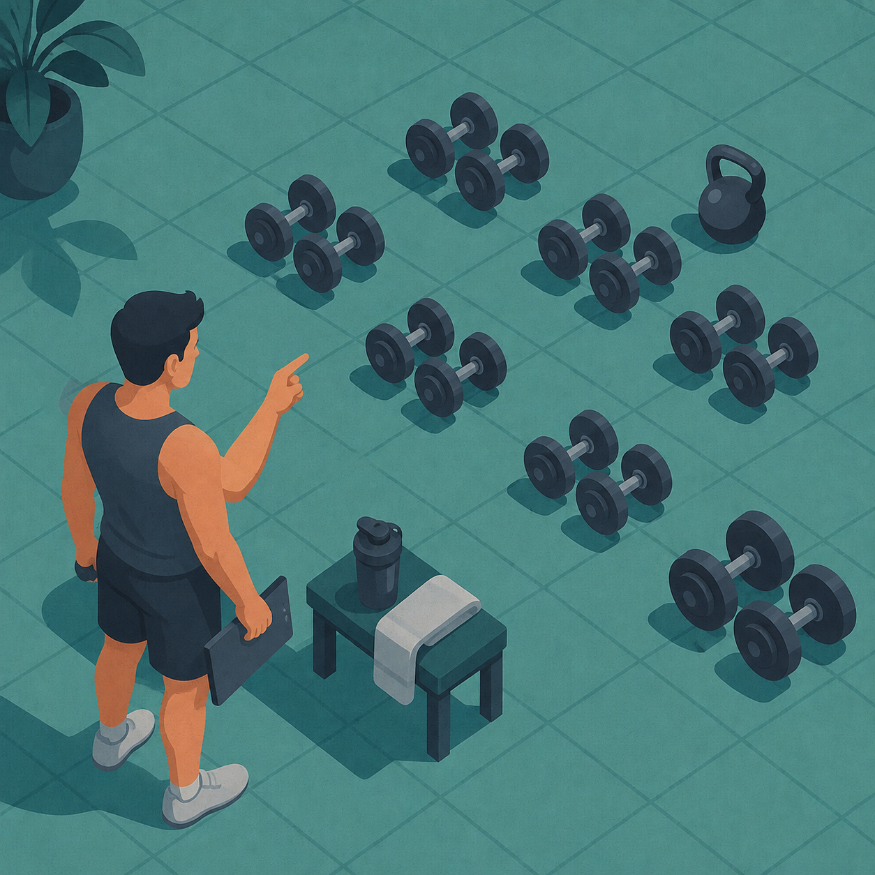 Deportista distribuyendo las series de entrenamiento disponibles