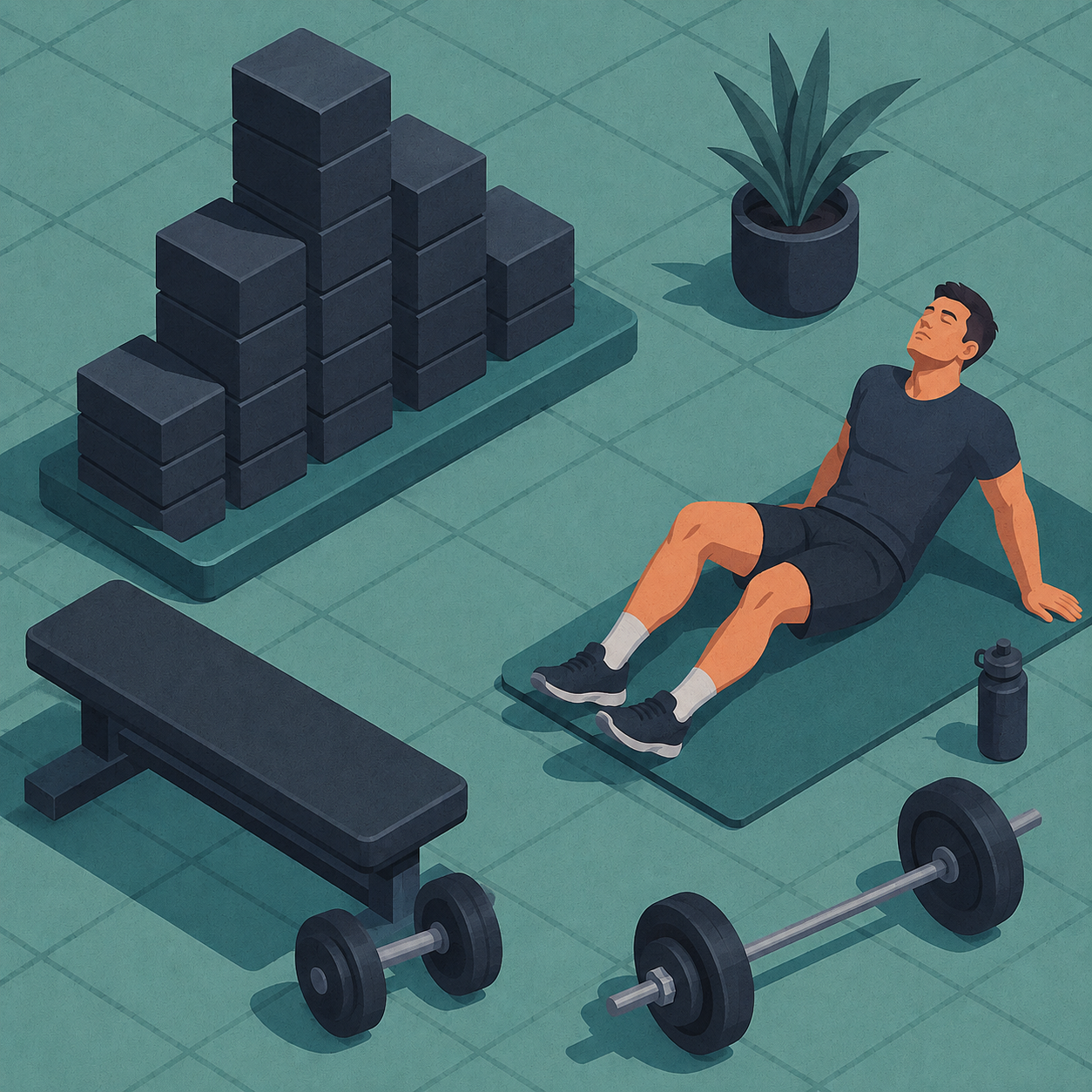 Ilustración isométrica sobre volumen de entrenamiento, recurso 3