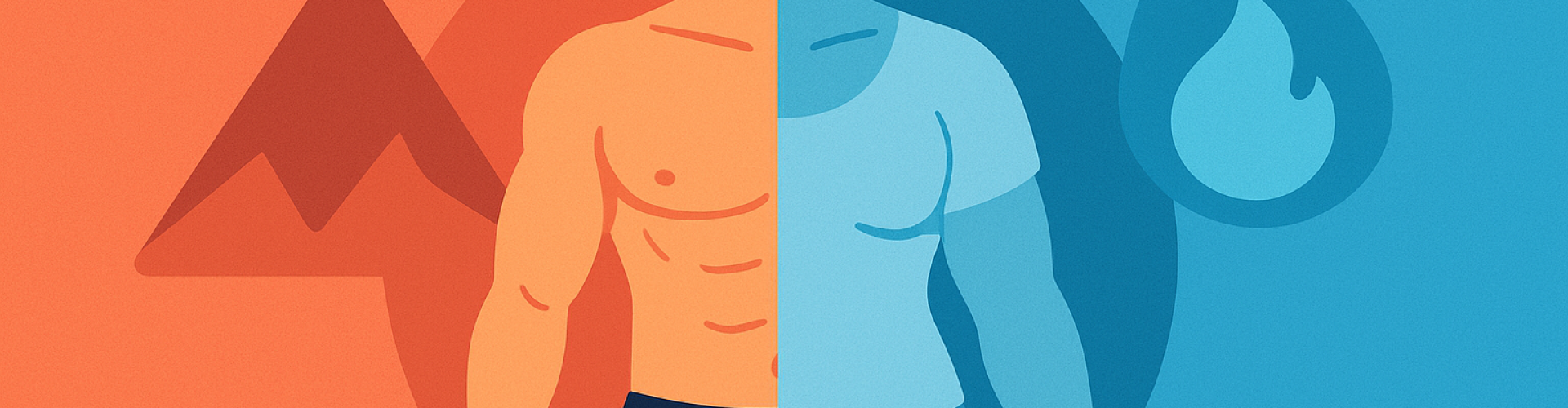 Ilustración de persona mostrando equilibrio entre ganancia muscular y pérdida de grasa.