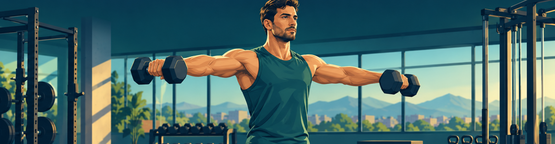 Entrenamiento de elevaciones laterales con mancuernas en el gimnasio